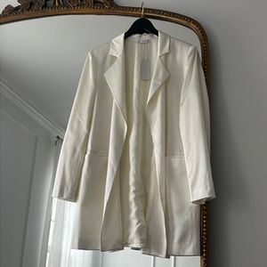 Silk Maison Classy Mini Blazer Dress Ivory SZ: L - Large 100% SILK - NWT $279 RV